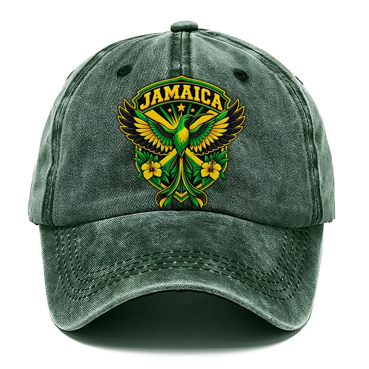 Jamaica Retro Badge Country Logos Classic Cap – Forest Mist