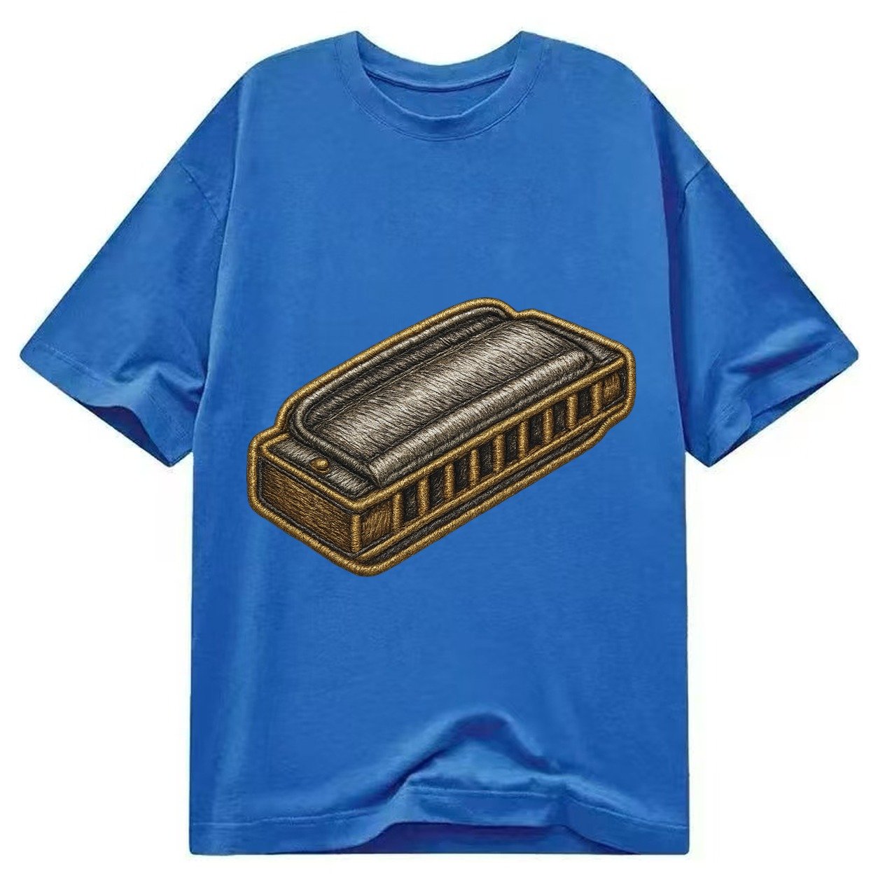 Harmonica Blues Harp With Chrome Covers Classic T-shirt – Blue