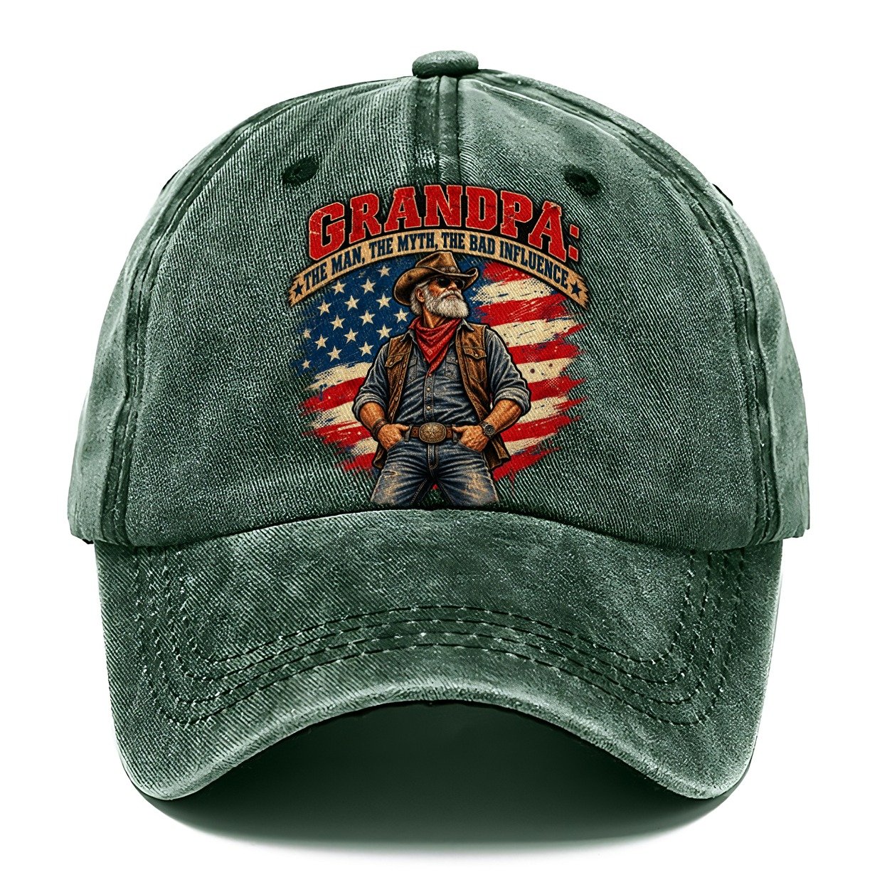 Grandpa The Man The Myth The Bad Influence Old Man Strong Classic Cap – Forest Mist