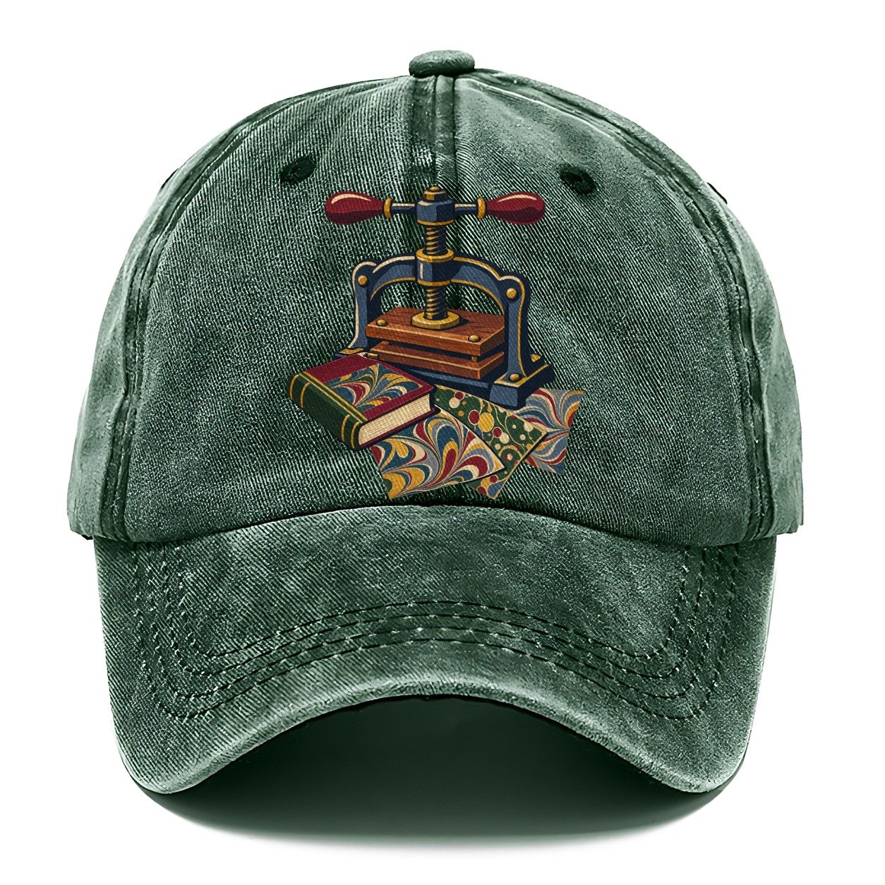 Bookbinder Press And Marbled Pages Uk Culture Heritage Classic Cap – Forest Mist