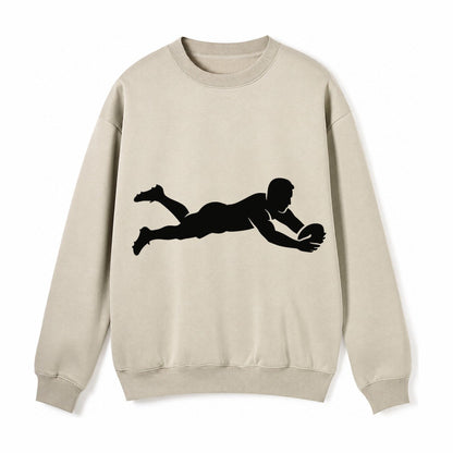 Rugby Player Diving For Try Fleece Sweatshirt – Light Khaki