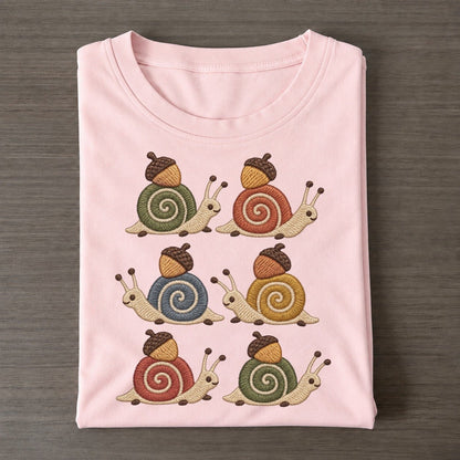 Snails With Acorns Single File Classic T-shirt – Pink