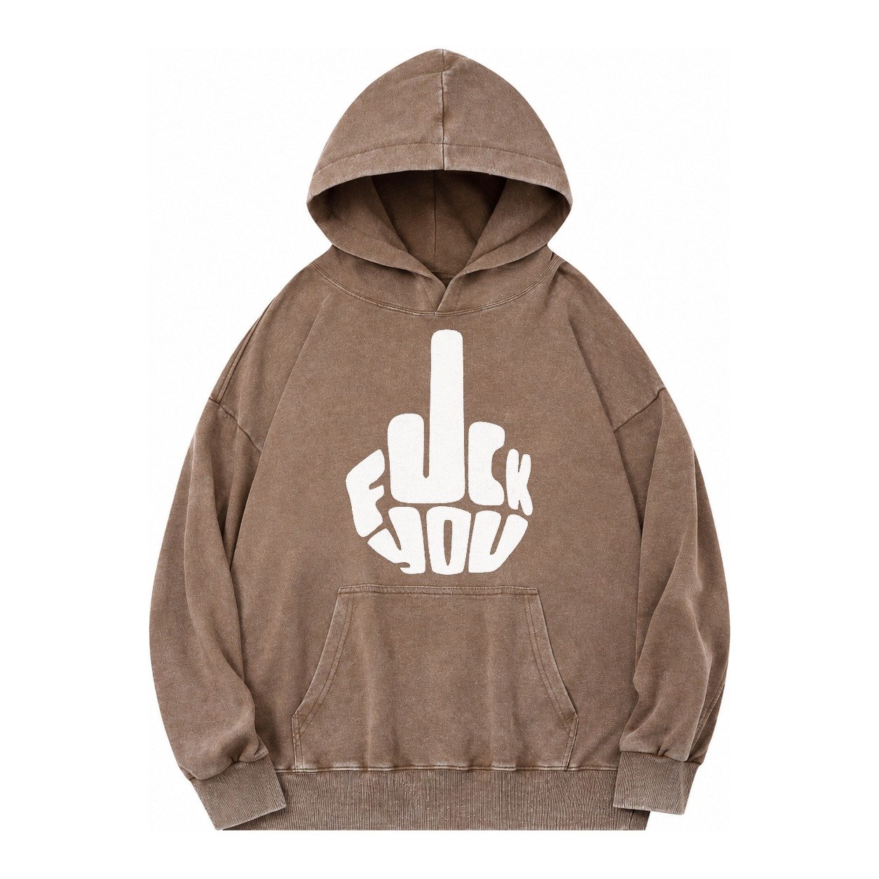 Fuck You Vintage Washed Hoodie – Brown