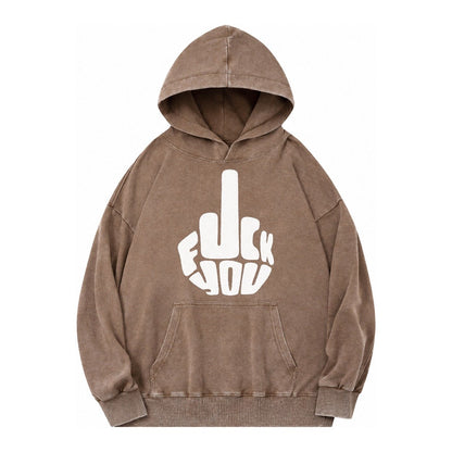 Fuck You Vintage Washed Hoodie – Brown