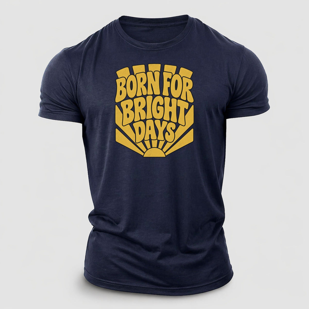 Born For Bright Days Sunburst Sayings Cotton T-Shirt – Navy