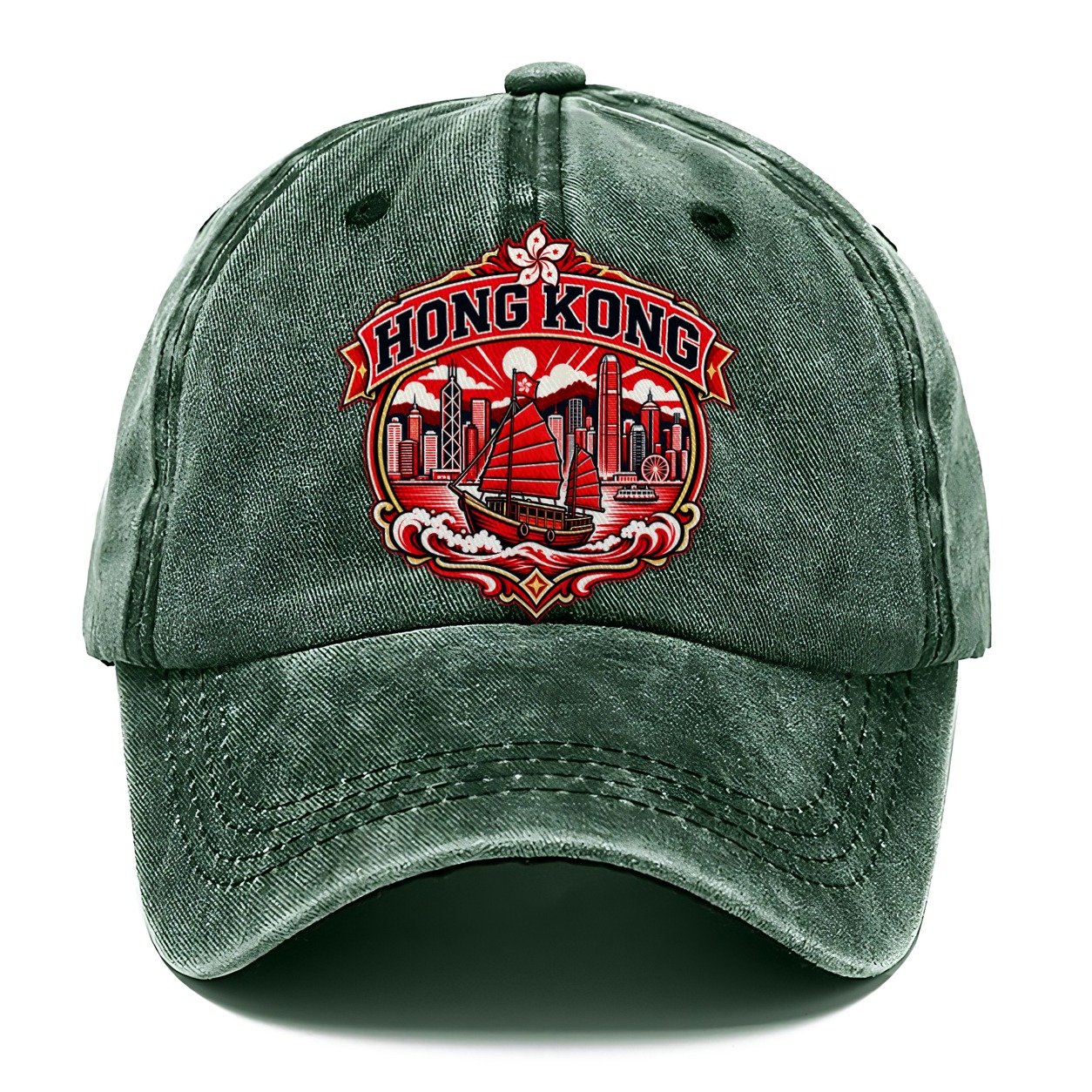 Hong Kong Retro Badge Country Logos Classic Cap – Forest Mist