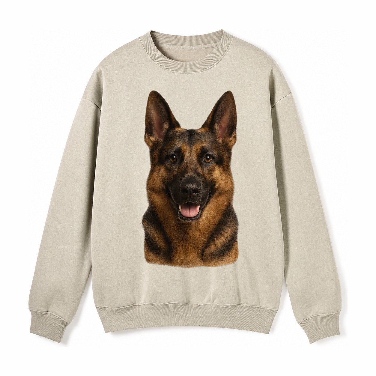 German Shepherd Portrait Fleece Sweatshirt – Light Khaki