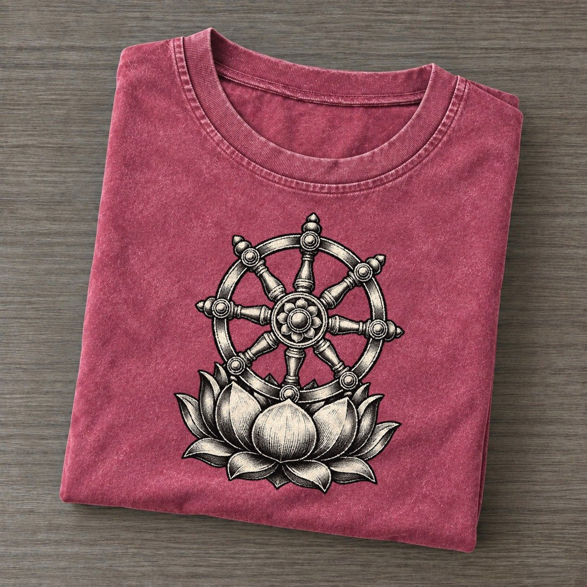 Buddhist Eight Spoke Wheel World Faiths Ink Figures Vintage T-shirt – Raspberry