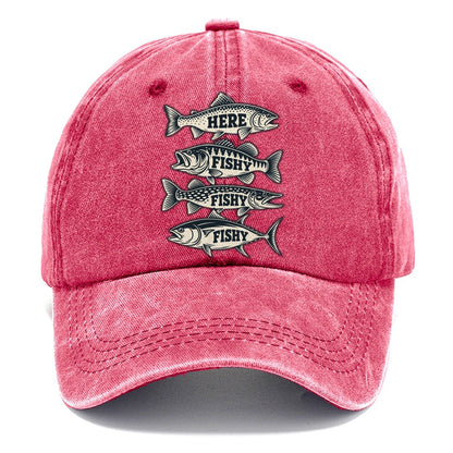Here Fishy Fishy Stack Fishing Elegant Classic Cap – Pomegranate Blush