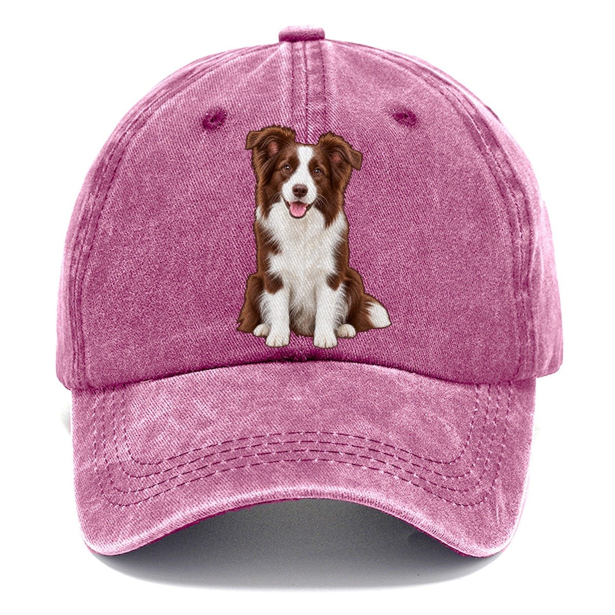 Brown And White Border Collie Classic Cap – Dusty Rose