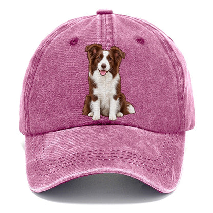 Brown And White Border Collie Classic Cap – Dusty Rose