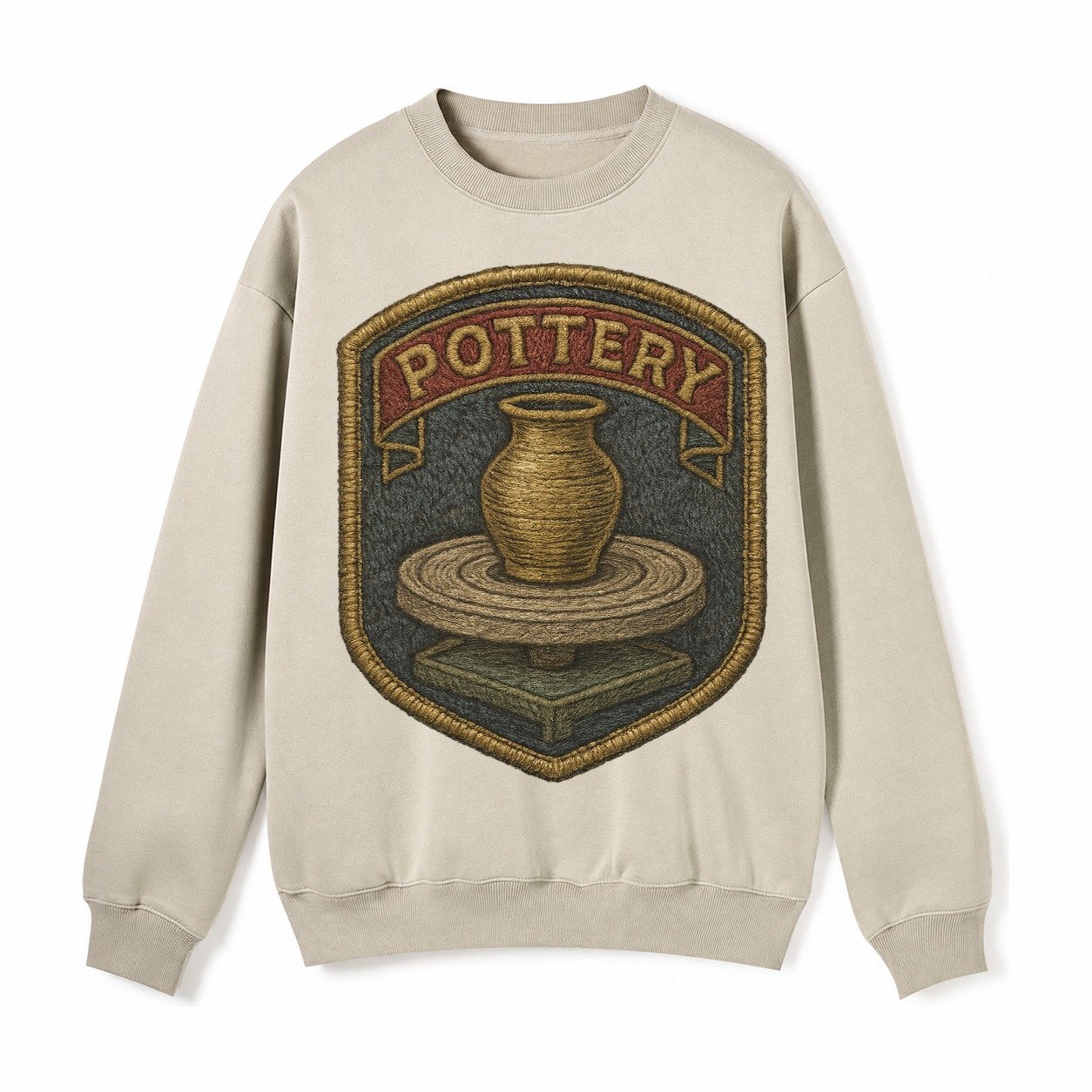 Pottery Wheel Fleece Sweatshirt – Light Khaki