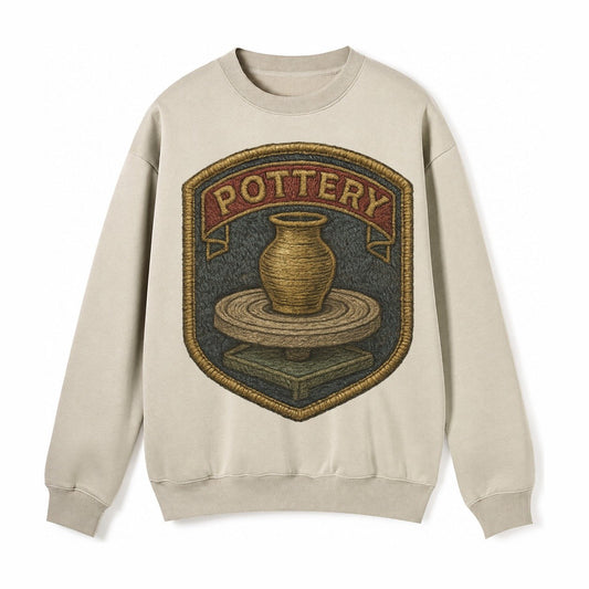 Pottery Wheel Fleece Sweatshirt – Light Khaki