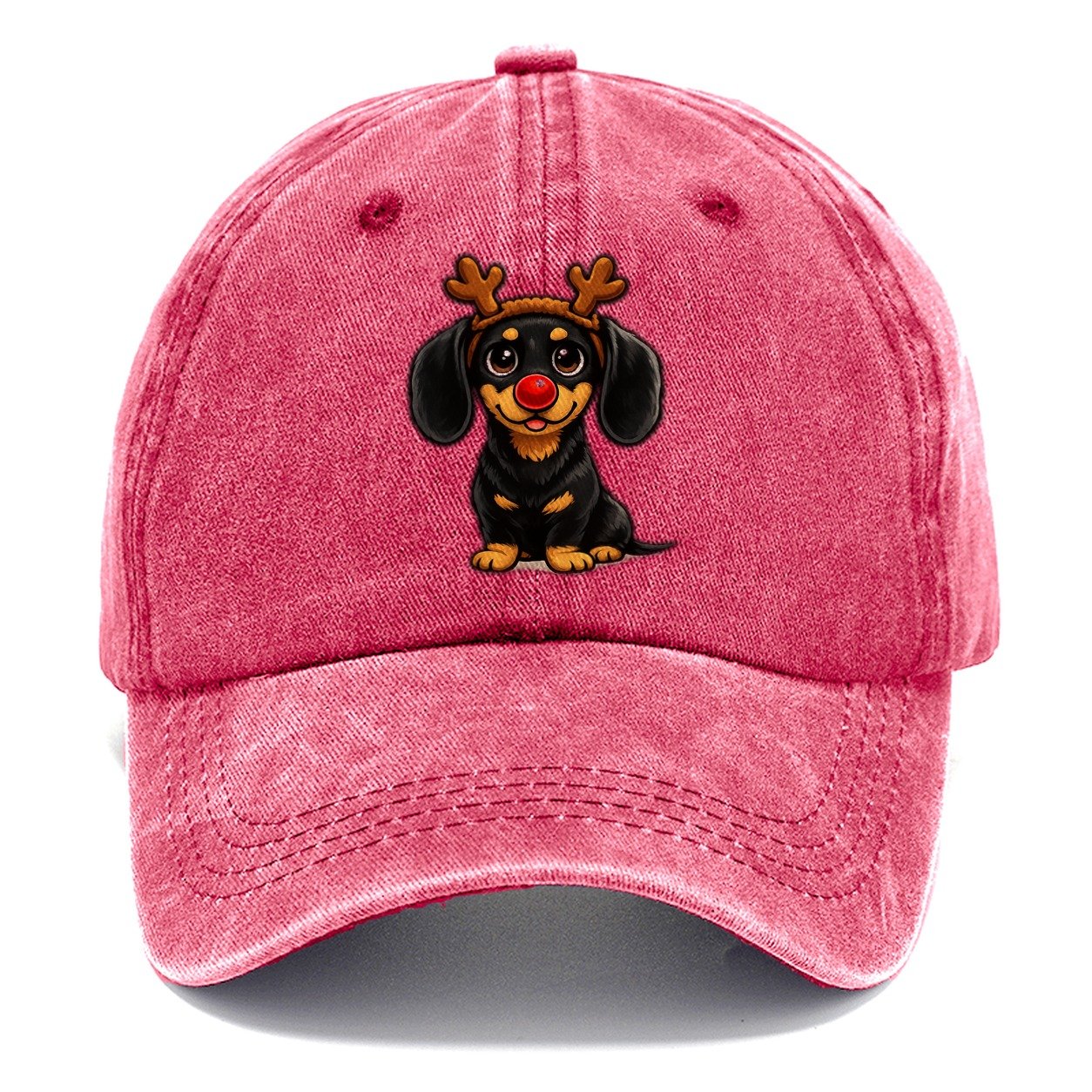 Dachshund Reindeer Costume Classic Cap – Pomegranate Blush