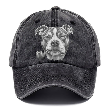 American Staffordshire Terrier A Classic Tobacco Pipe Smoking Dogs Smoking Dogs Portraits Classic Cap – Graphite
