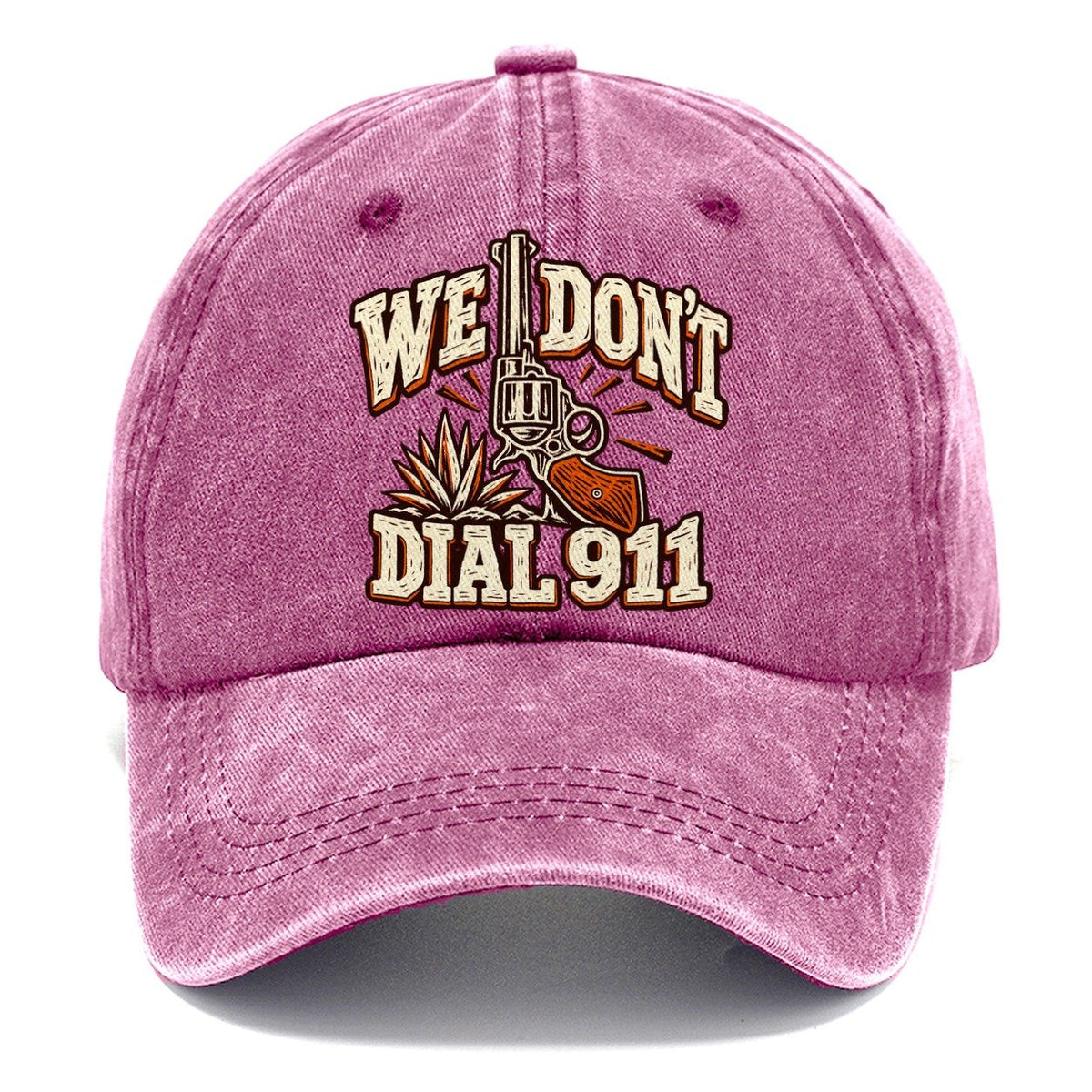 Ranch Linocut We Don't Dial 911 Classic Cap – Dusty Rose