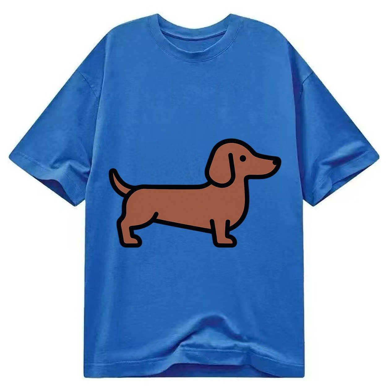 Dachshund Redbrown Smooth Flat Side Profile Classic T-shirt – Blue