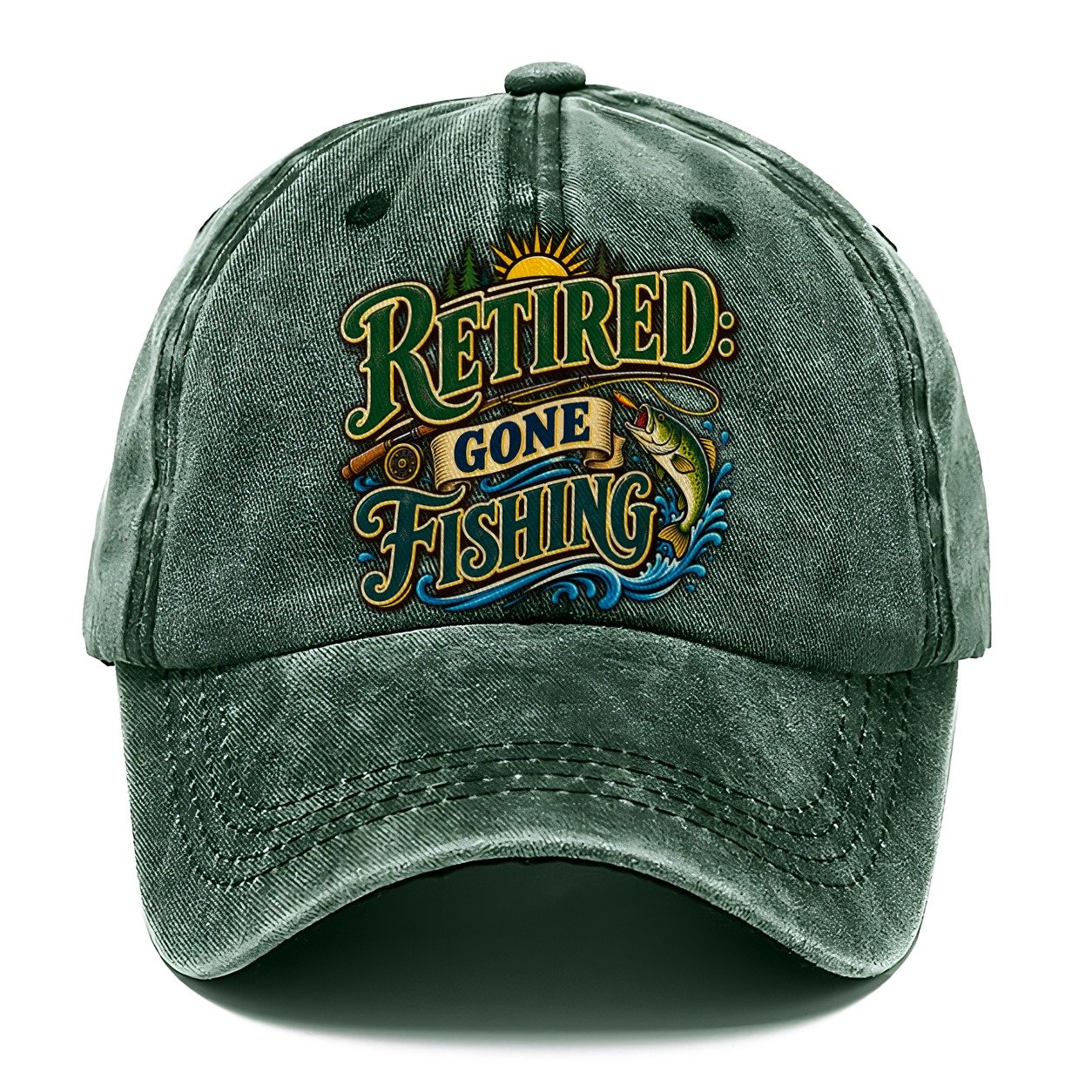 Retired Gone Fishing Retired Living Classic Cap – Forest Mist