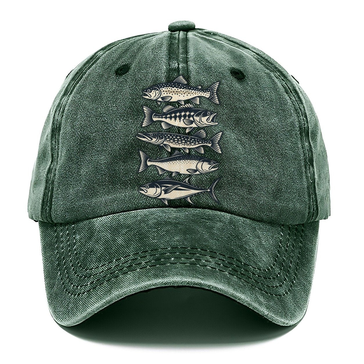 Fish School Stack Fishing Elegant Classic Cap – Forest Mist