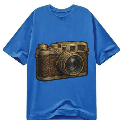 Film Camera Vintage 35mm Camera With Leather And Chrome Classic T-shirt – Blue