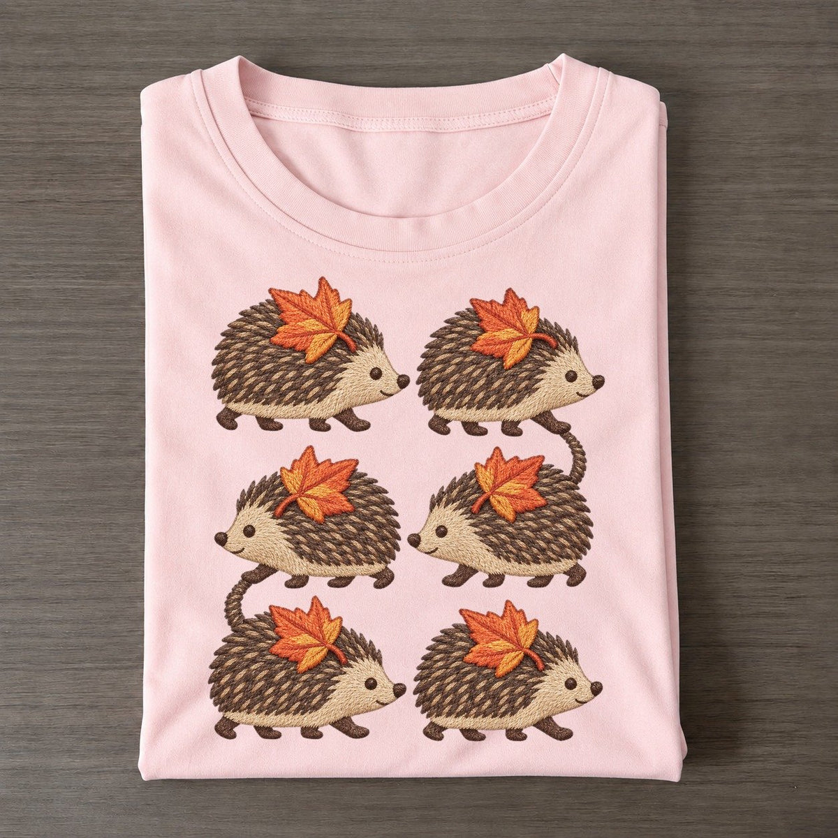 Hedgehogs With Leaves Single File Classic T-shirt – Pink