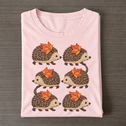 Hedgehogs With Leaves Single File Classic T-shirt – Pink