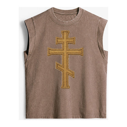 Orthodox Cross Vintage Washed Tank – Brown