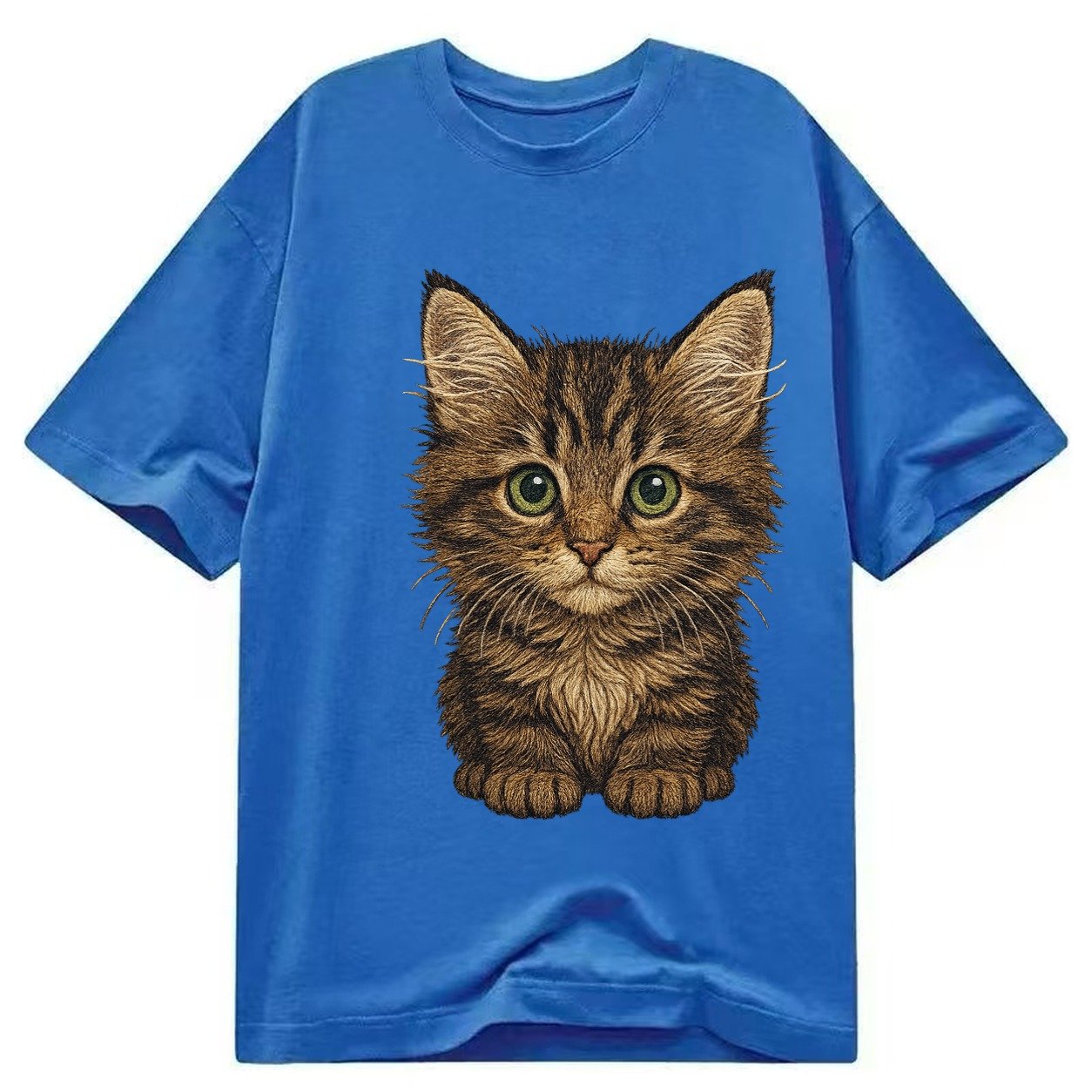 Baby Maine Coon Kitten Large Fluffy Tabby Tufted Ears Big Gr Classic T-shirt – Blue