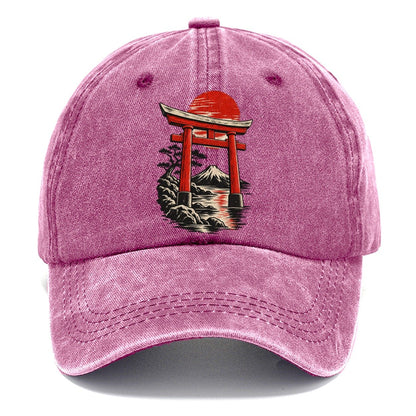 Torii Gate Mount Fuji Sunset Classic Cap – Dusty Rose