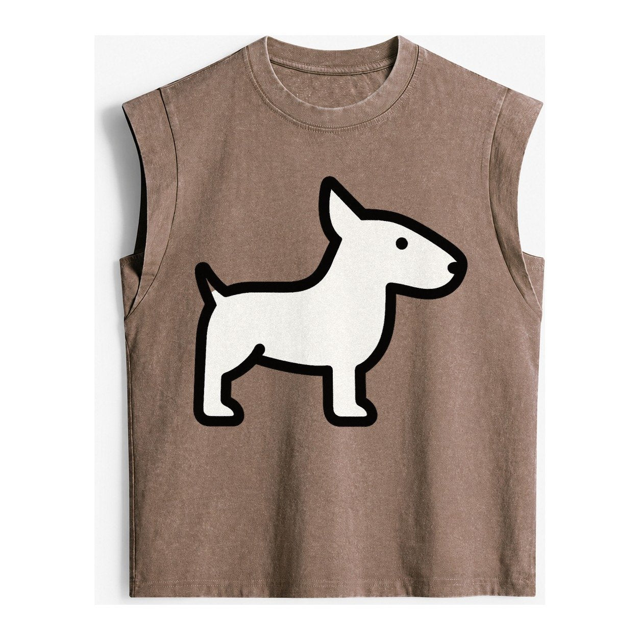 Bull Terrier White Egg Shaped Head Flat Side Profile Vintage Washed Tank – Brown