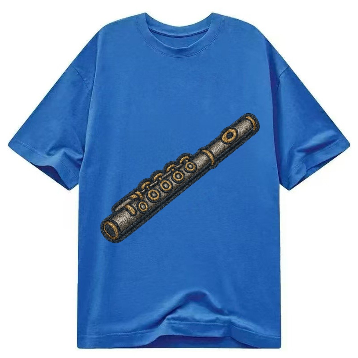 Flute Silver Flute With Keys And Embouchure Hole Classic T-shirt – Blue