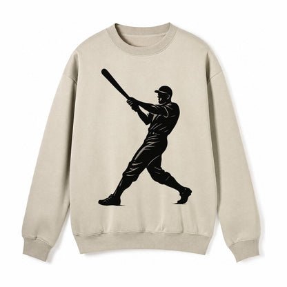 Baseball Batter In Full Swing Fleece Sweatshirt – Light Khaki