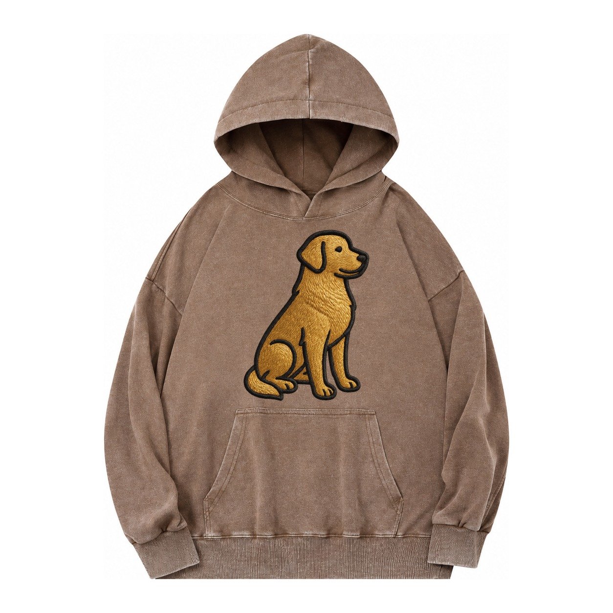 Golden Retriever Contemporary Geometri Vintage Washed Hoodie – Brown