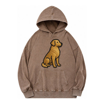 Golden Retriever Contemporary Geometri Vintage Washed Hoodie – Brown