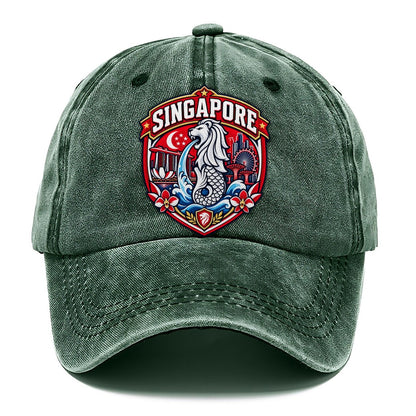 Singapore Retro Badge Country Logos Classic Cap – Forest Mist