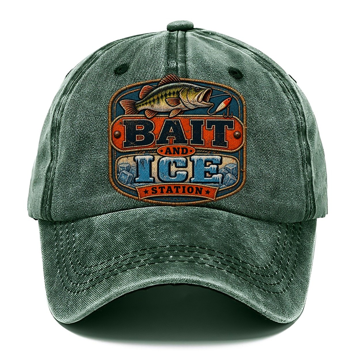 Bait And Ice Station Fishing Club Classic Cap – Forest Mist