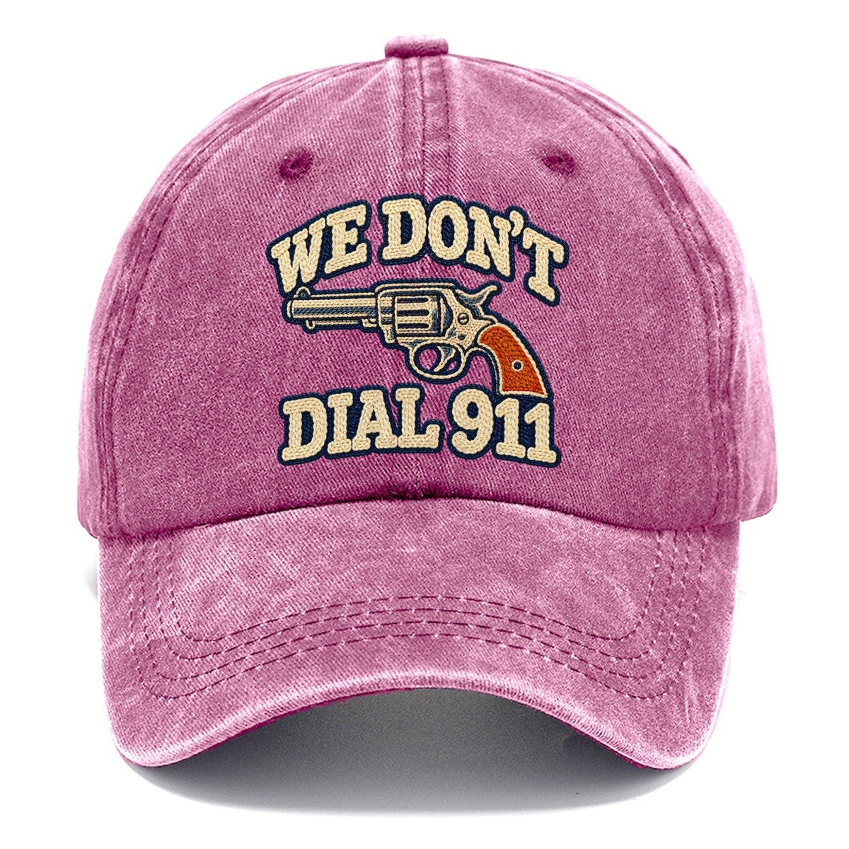Denim Chainstitch We Don't Dial 911 Classic Cap – Dusty Rose
