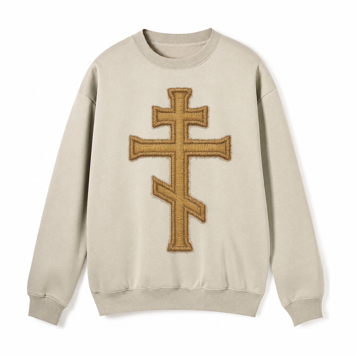 Orthodox Cross Fleece Sweatshirt – Light Khaki