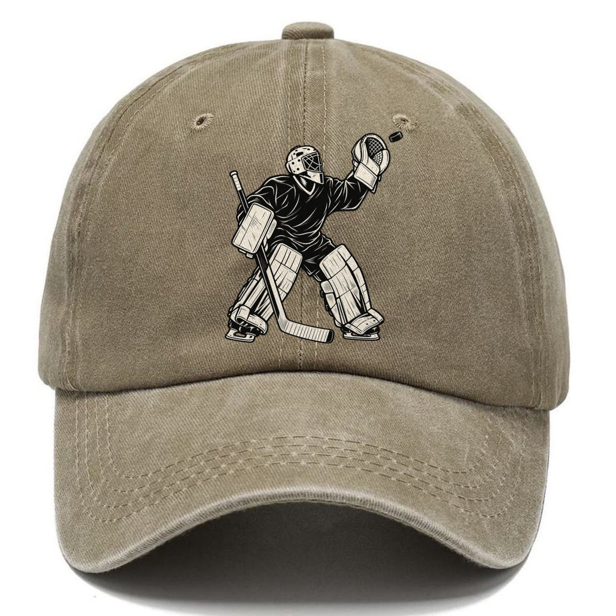 Hockey Goalie High Glove Save Global Sports Ink Figures Classic Cap – Warm Sand