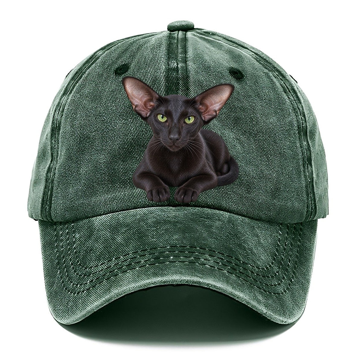 Oriental Shorthair Reclining Paws Forward Realistic Cat Portrait Classic Cap – Forest Mist