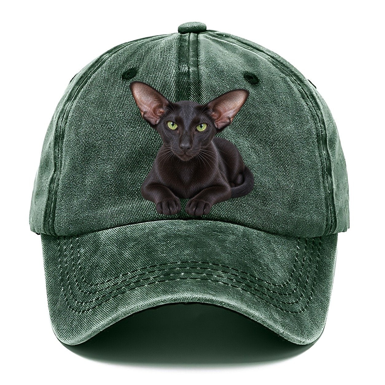 Oriental Shorthair Reclining Paws Forward Realistic Cat Portrait Classic Cap – Forest Mist