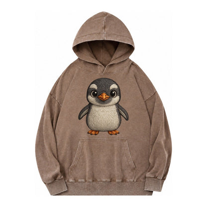 Baby Gentoo Penguin Vintage Washed Hoodie – Brown