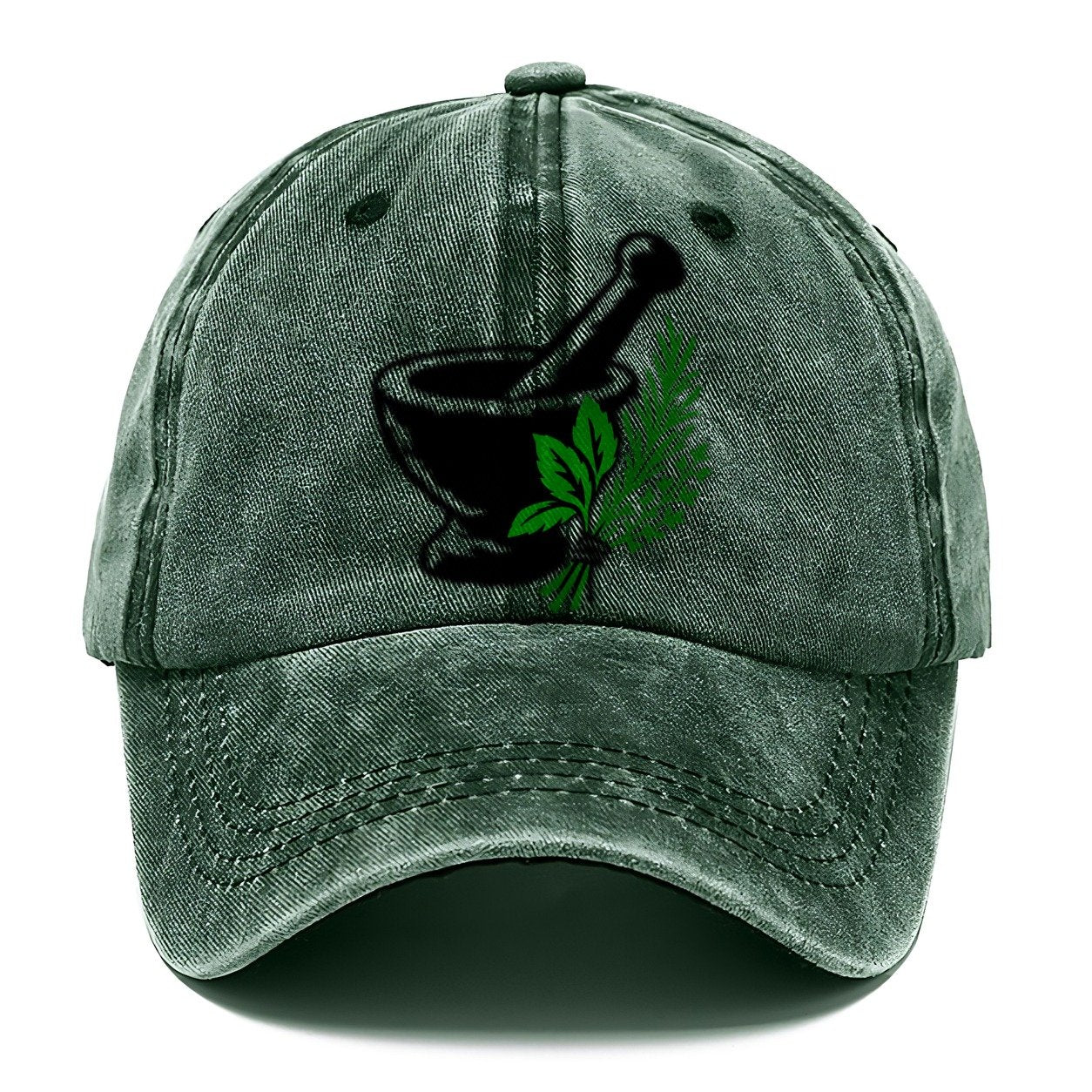 Mortar And Pestle With Herbs Witch Magic Classic Cap – Forest Mist