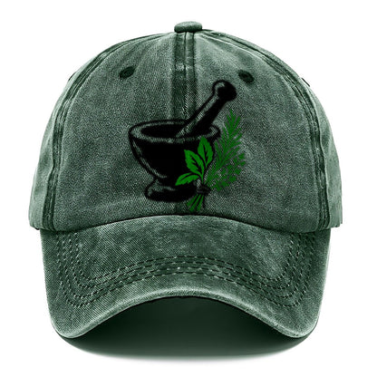 Mortar And Pestle With Herbs Witch Magic Classic Cap – Forest Mist