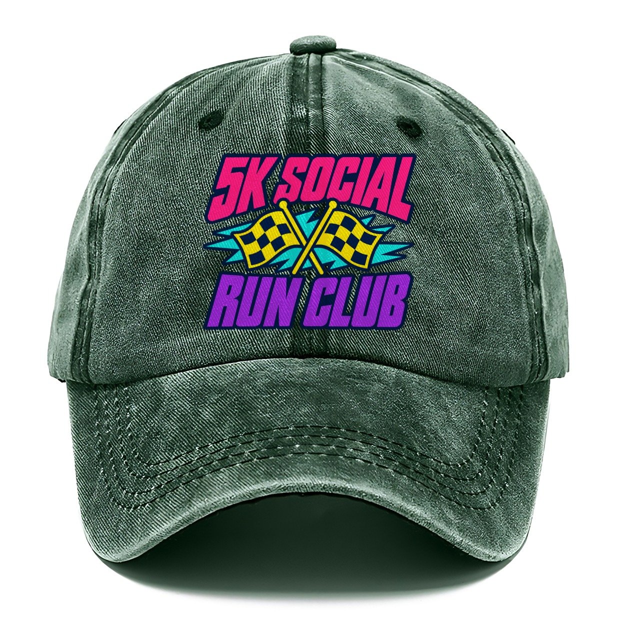 5K Social Run Club 90S Running Clubs Classic Cap – Forest Mist