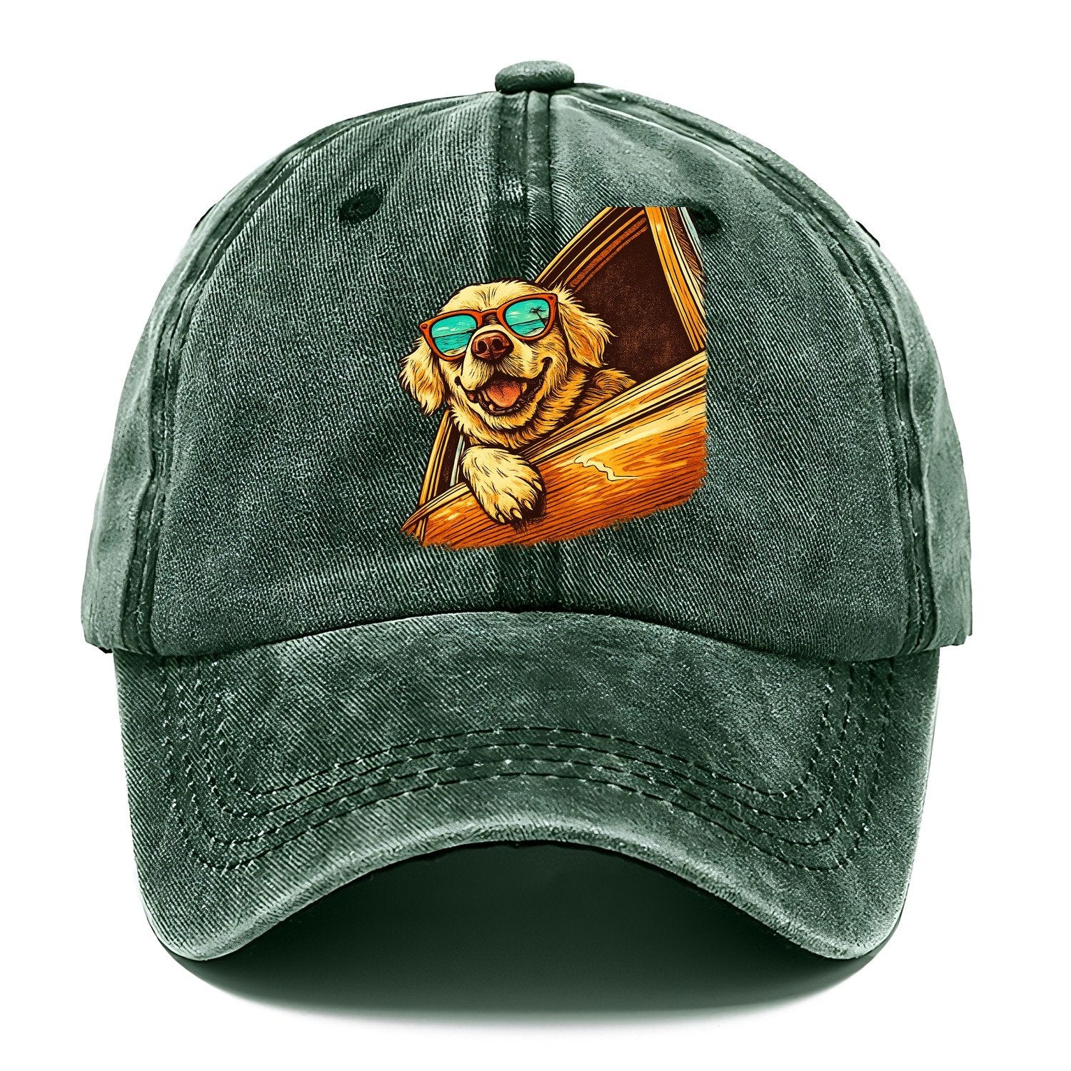 Golden Retriever Shades Road Trip Classic Cap – Forest Mist