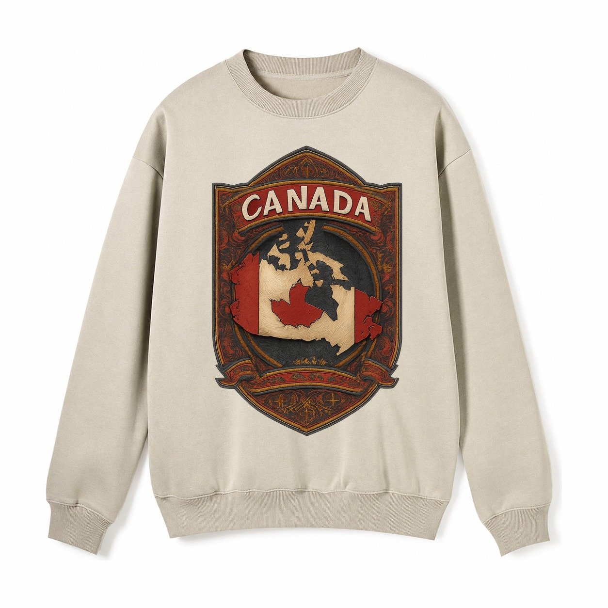 Canada Map Fleece Sweatshirt – Light Khaki