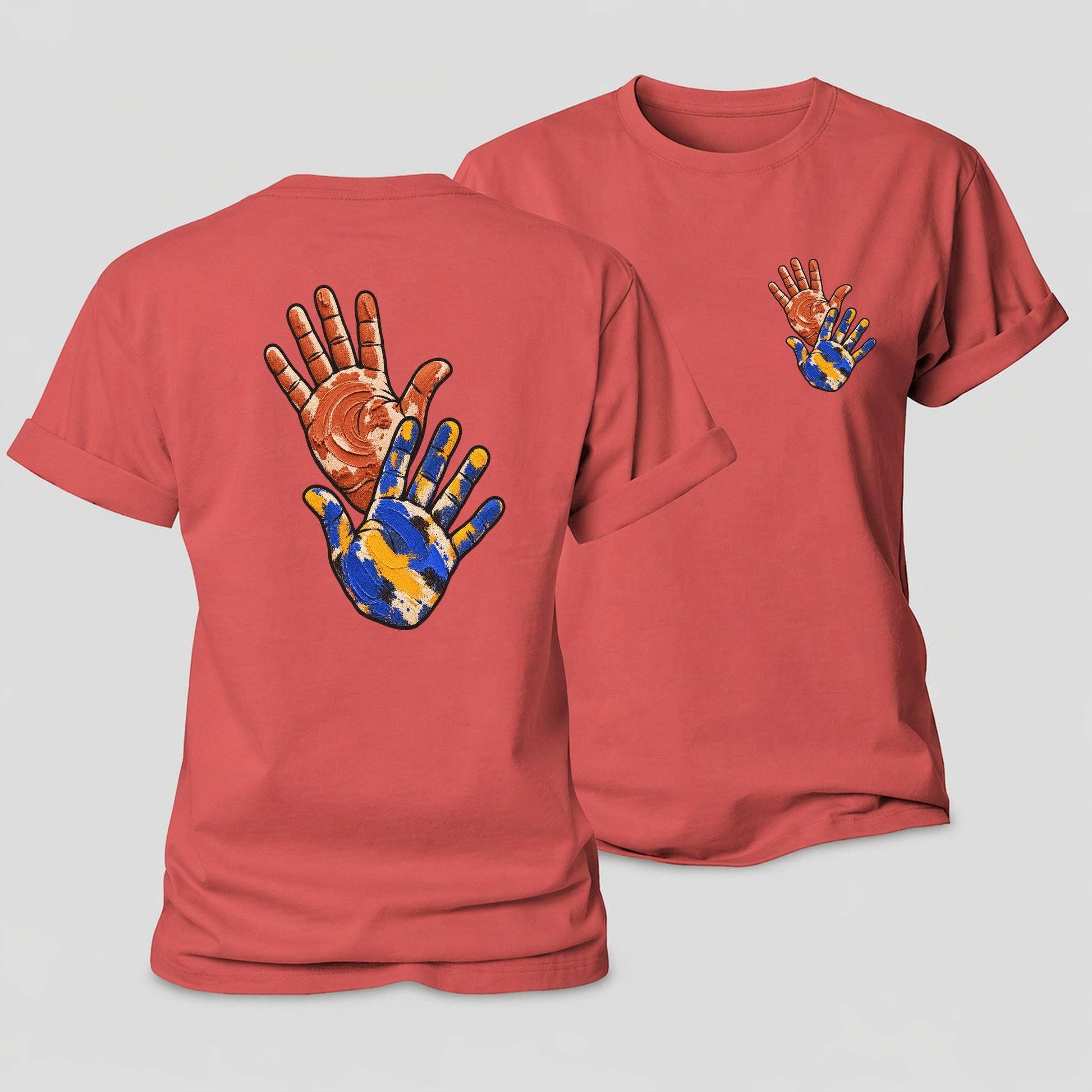 Clay And Color Hands Clay Color Makers Women's Cotton T-Shirt – Coral Red