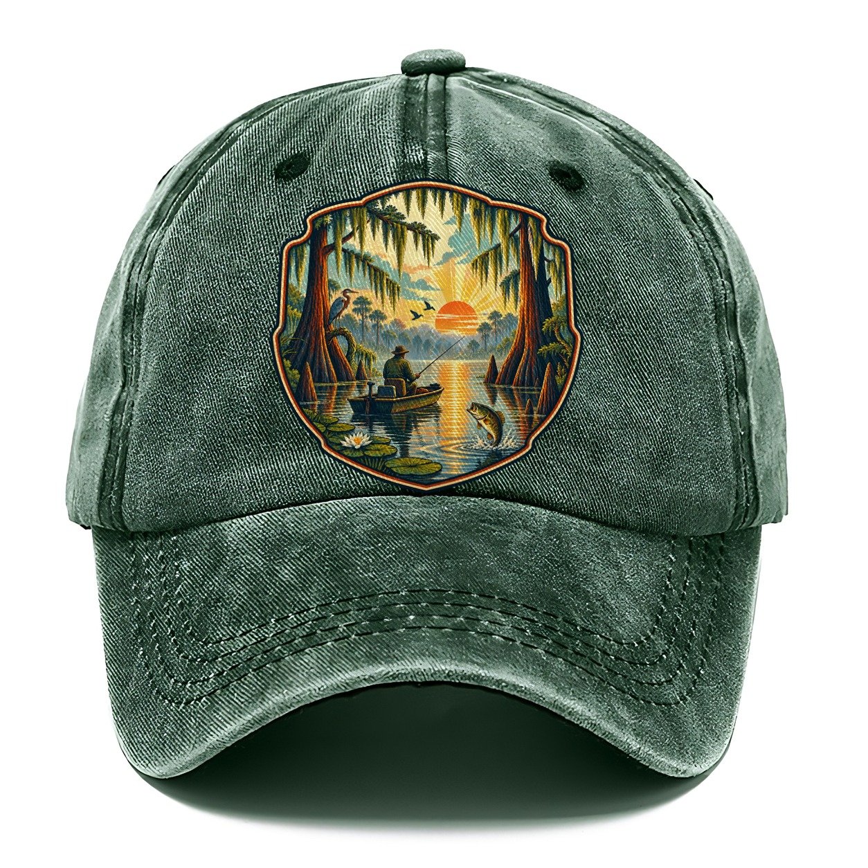 Bayou Cypress Still Water Fishing Club Classic Cap – Forest Mist