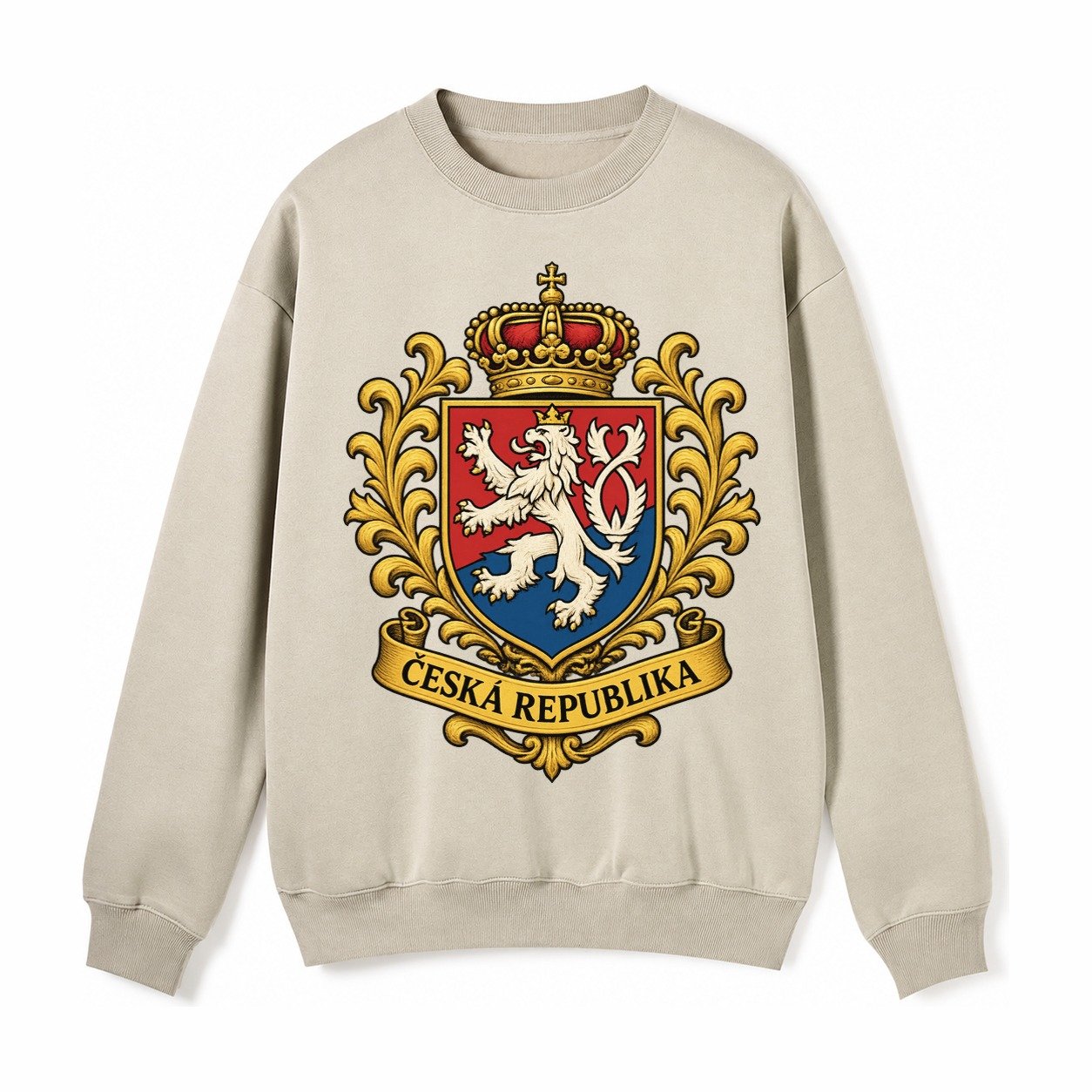 Czech Republic Lion Fleece Sweatshirt – Light Khaki